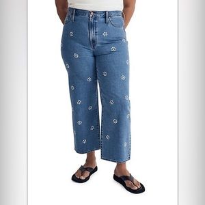 NWT MADEWELL The Perfect Vintage Stamped Floral Wide-Leg Cropped Jeans